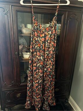 VICI Black Floral Sundress with Orange, Cream & Teal Accents